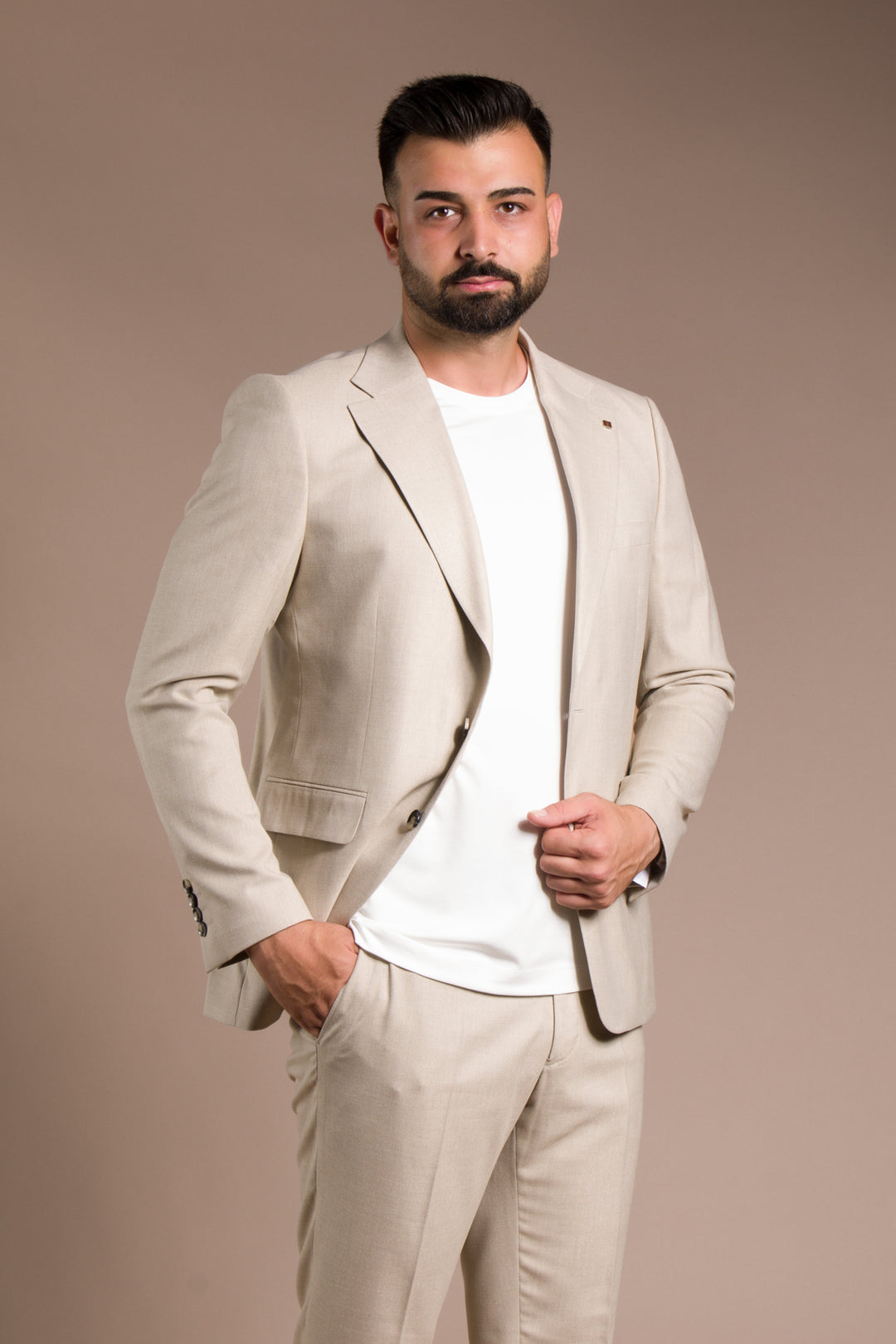 Dokulu Slim Fit Takım Elbise