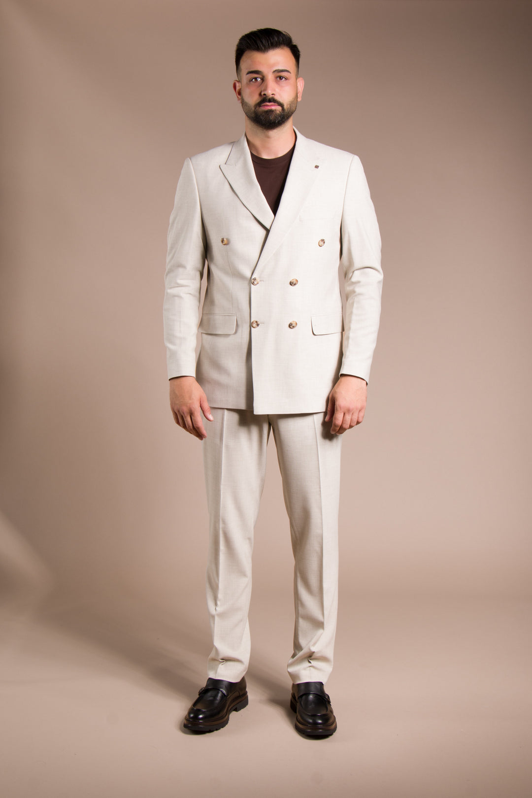 Armürlü Slim Fit Kruvaze Takım Elbise