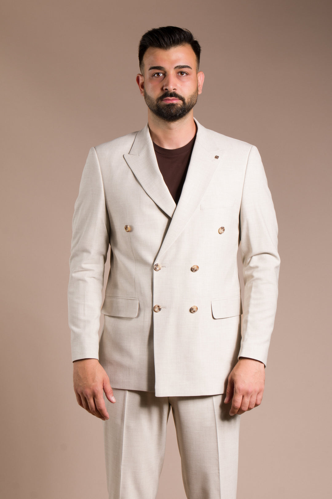 Armürlü Slim Fit Kruvaze Takım Elbise