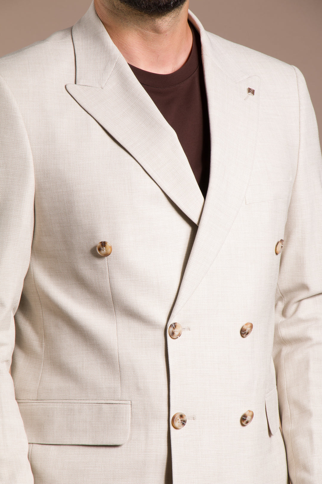 Armürlü Slim Fit Kruvaze Takım Elbise