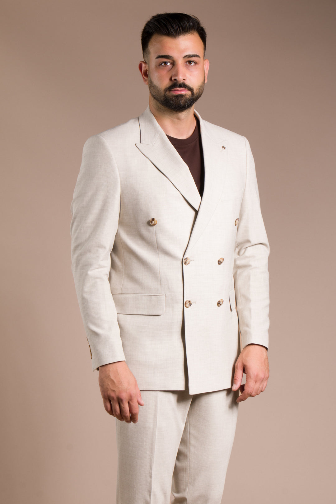 Armürlü Slim Fit Kruvaze Takım Elbise