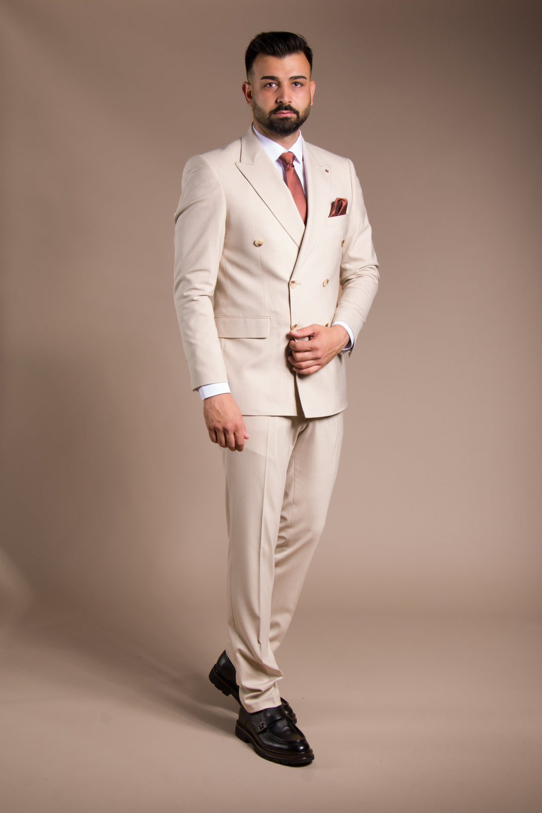 Slim Fit Kruvaze Takım Elbise