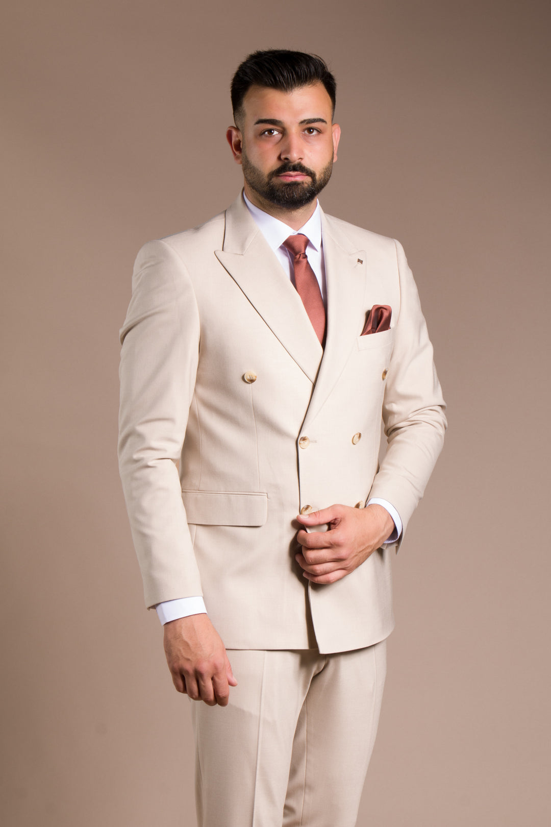 Slim Fit Kruvaze Takım Elbise
