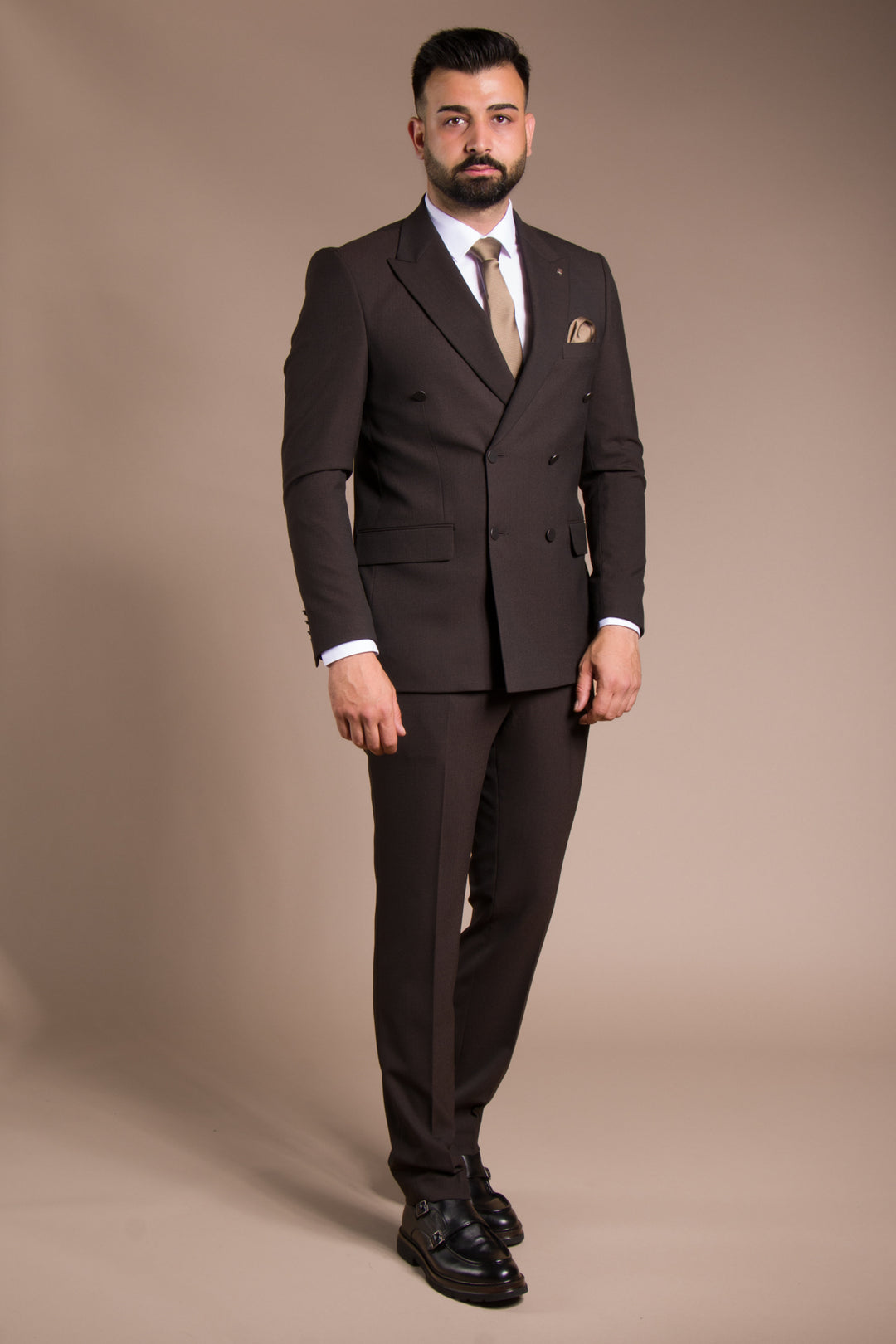 Dokulu Slim Fit Kruvaze Takım Elbise