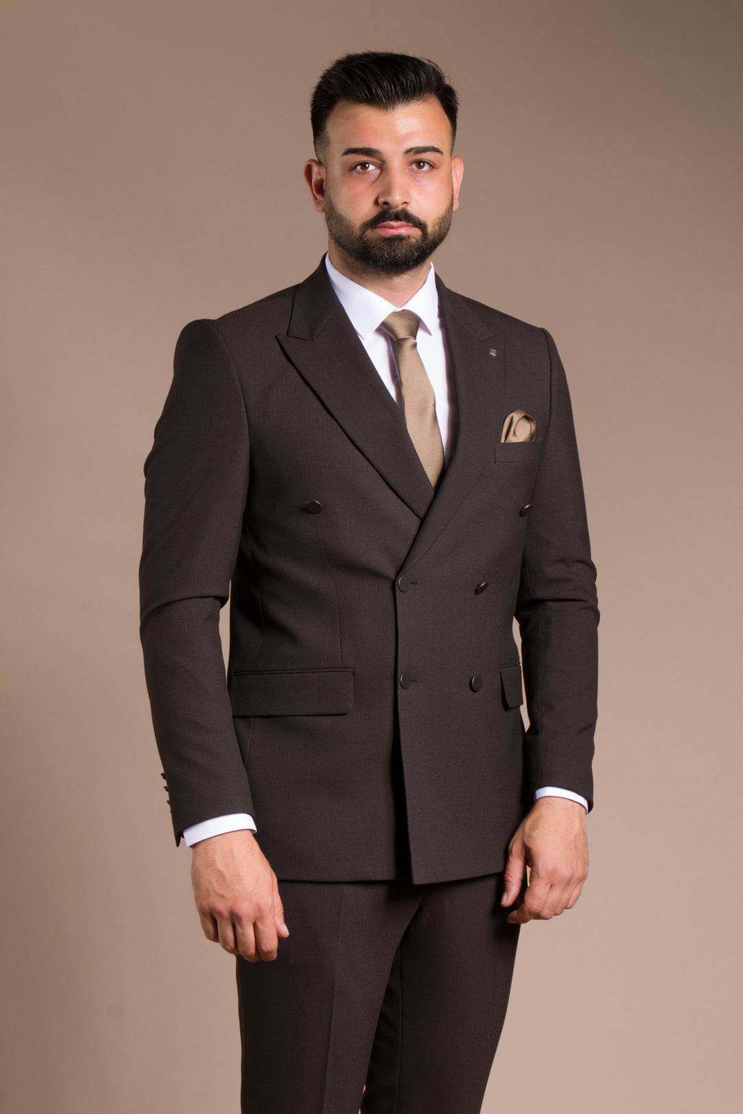 Dokulu Slim Fit Kruvaze Takım Elbise