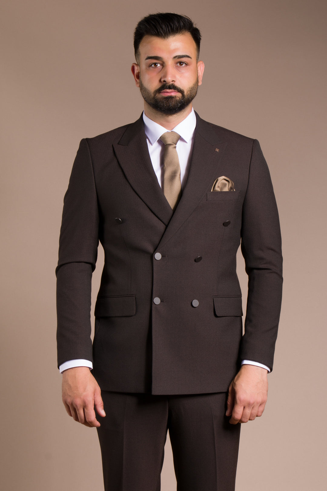 Dokulu Slim Fit Kruvaze Takım Elbise
