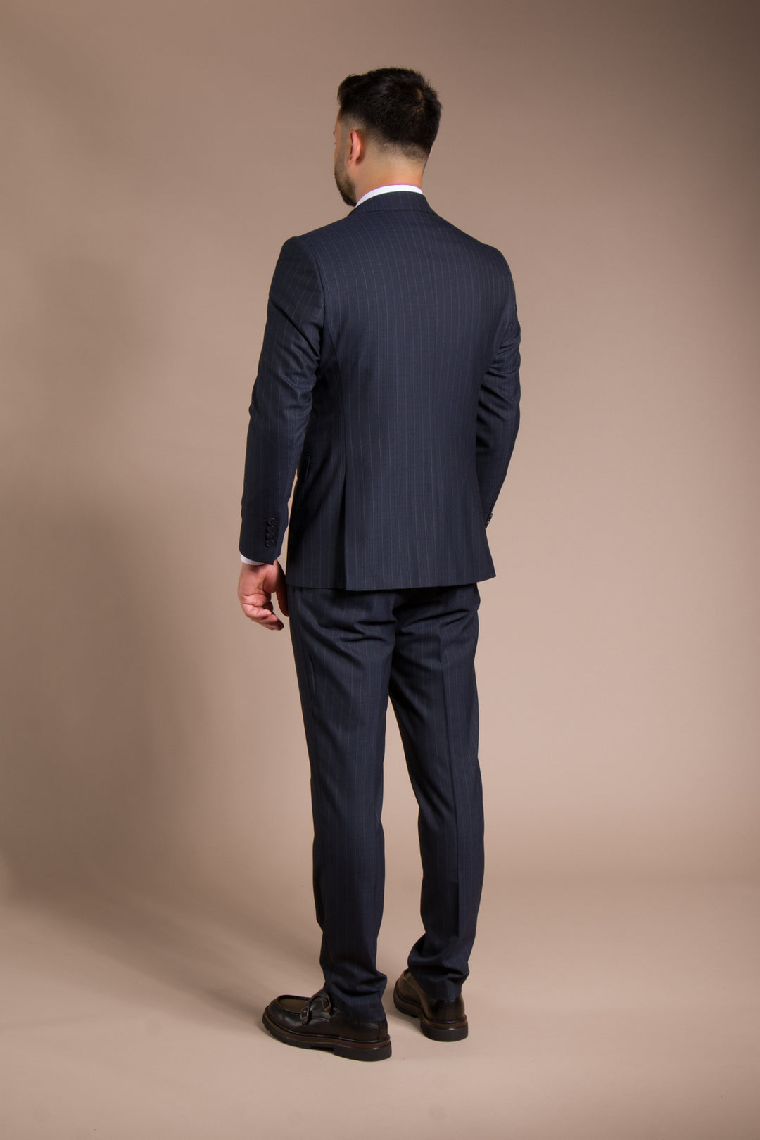 Çizgili Slim Fit Yelekli Takım Elbise
