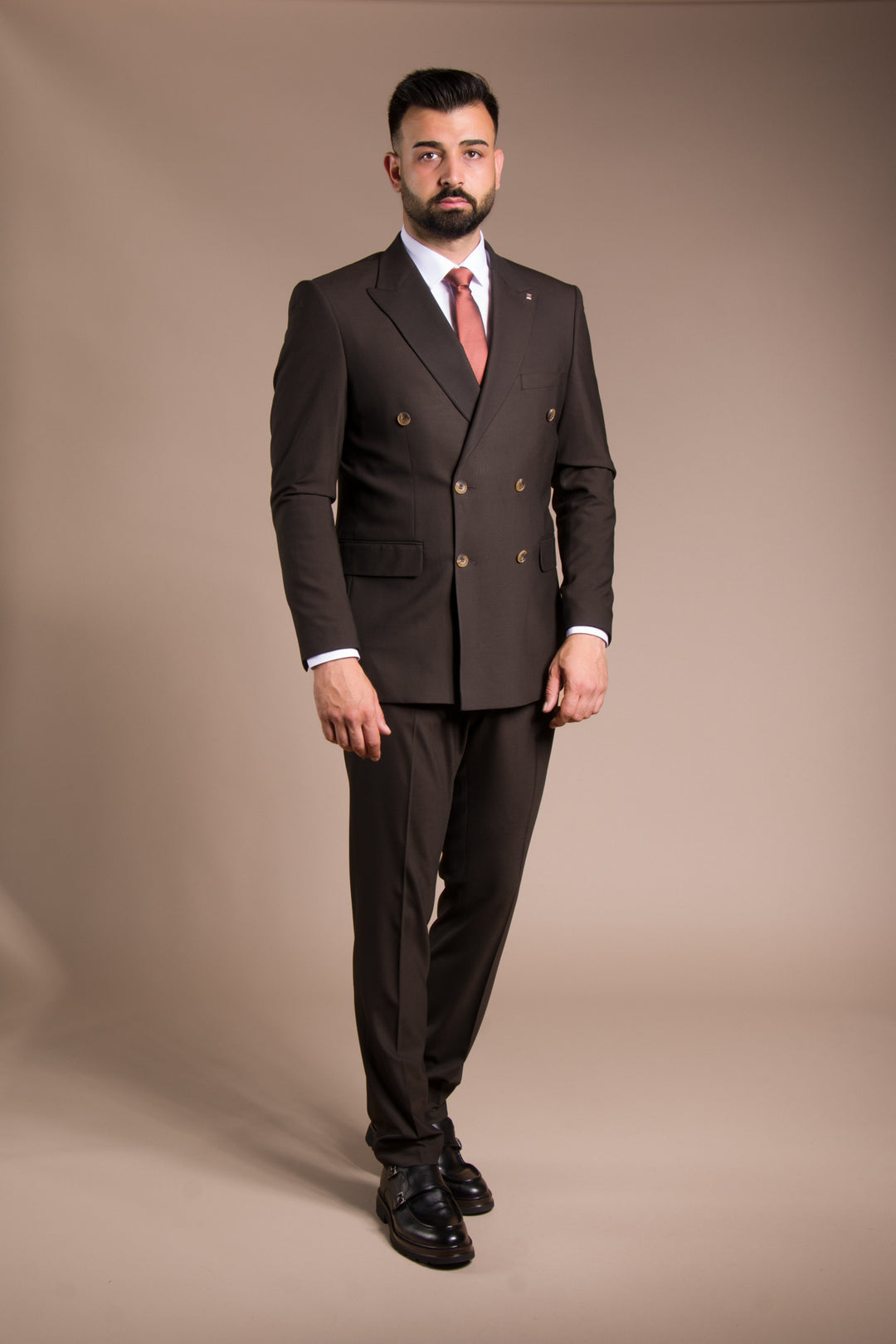 Slim Fit Kruvaze Takım Elbise