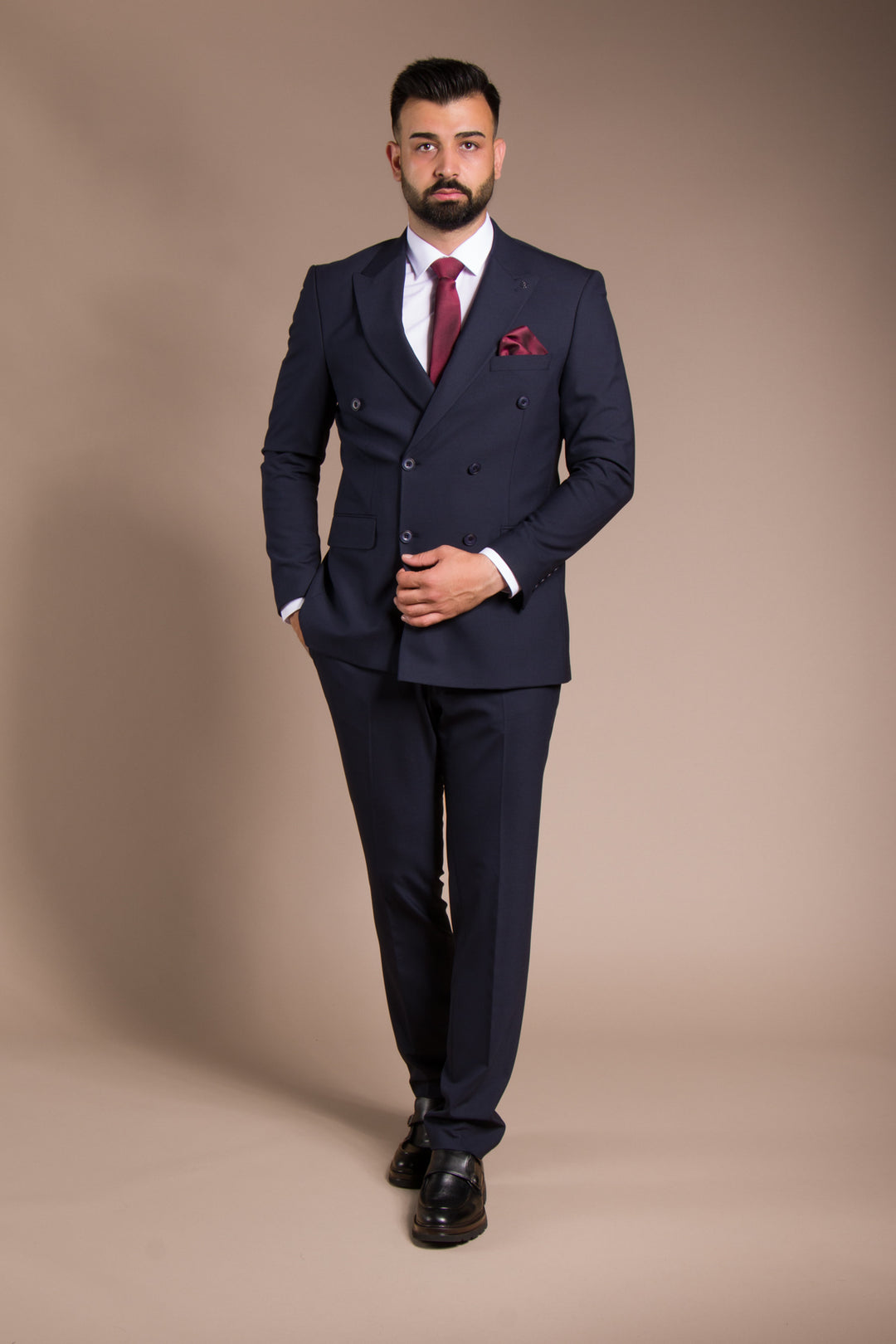Slim Fit Kruvaze Takım Elbise