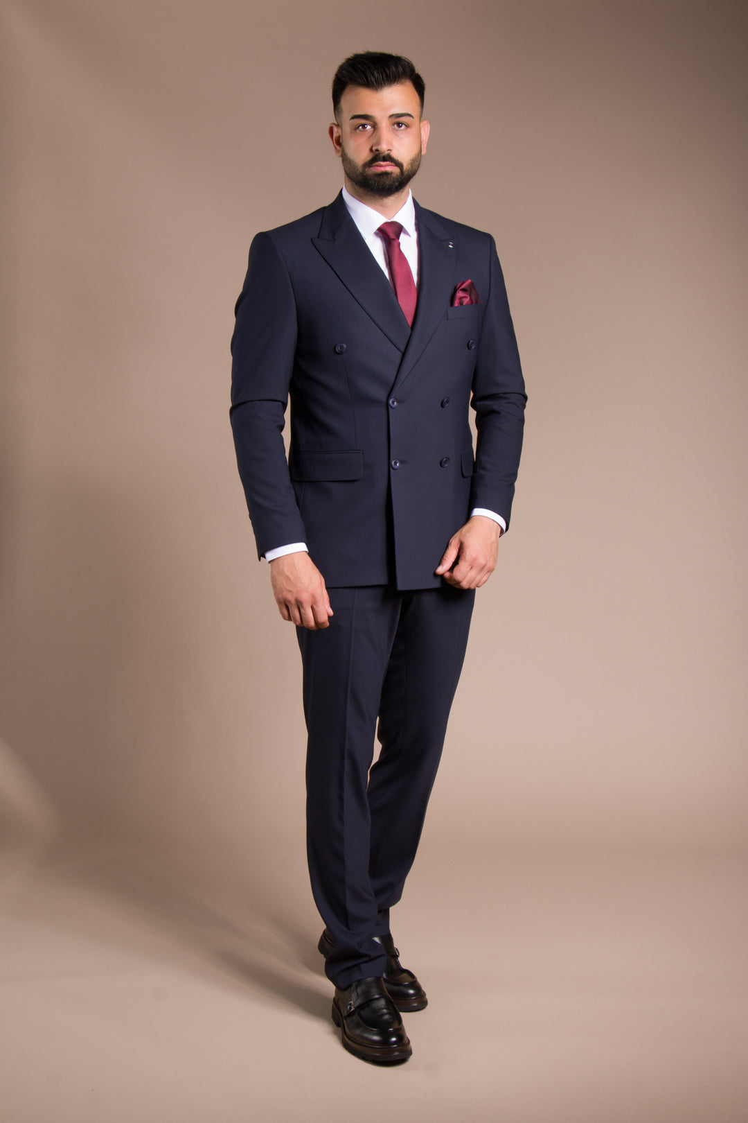 Slim Fit Kruvaze Takım Elbise