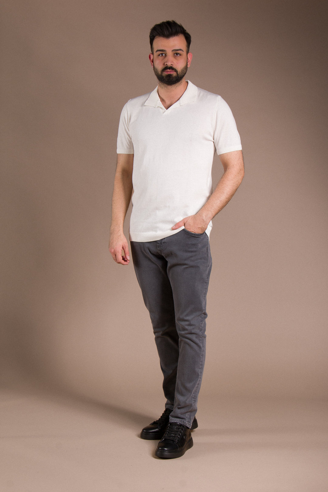 Yaka Detaylı Polo Yaka Triko T-Shirt