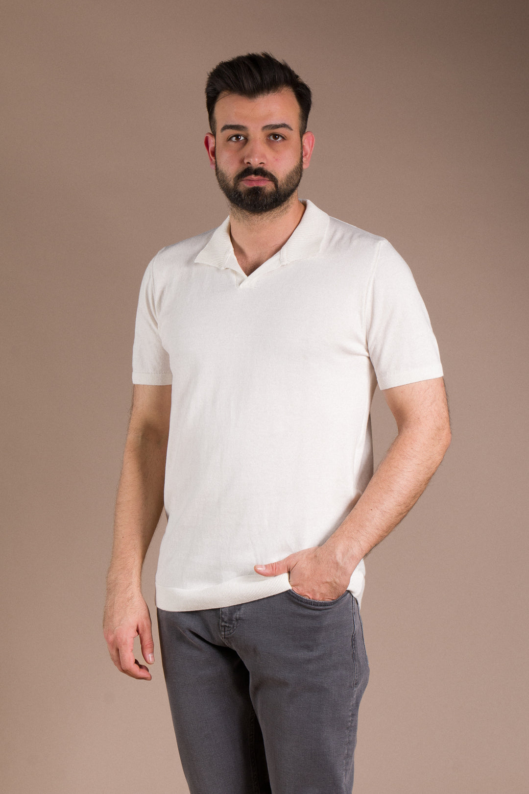 Yaka Detaylı Polo Yaka Triko T-Shirt