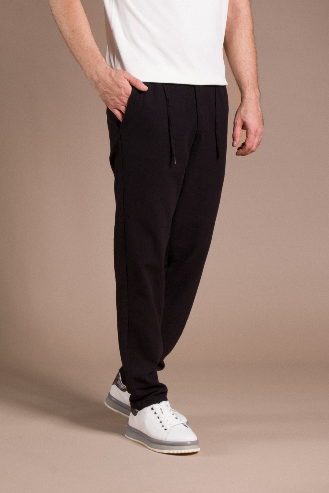 İpli Keten Pantolon