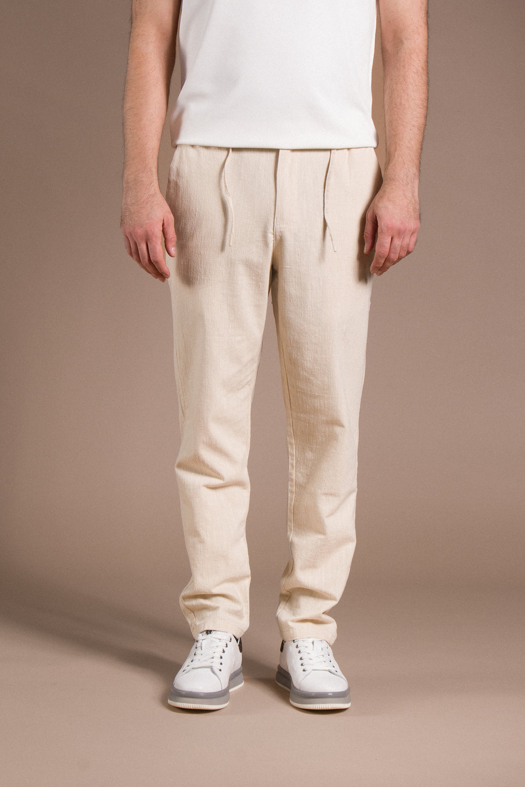 İpli Keten Pantolon