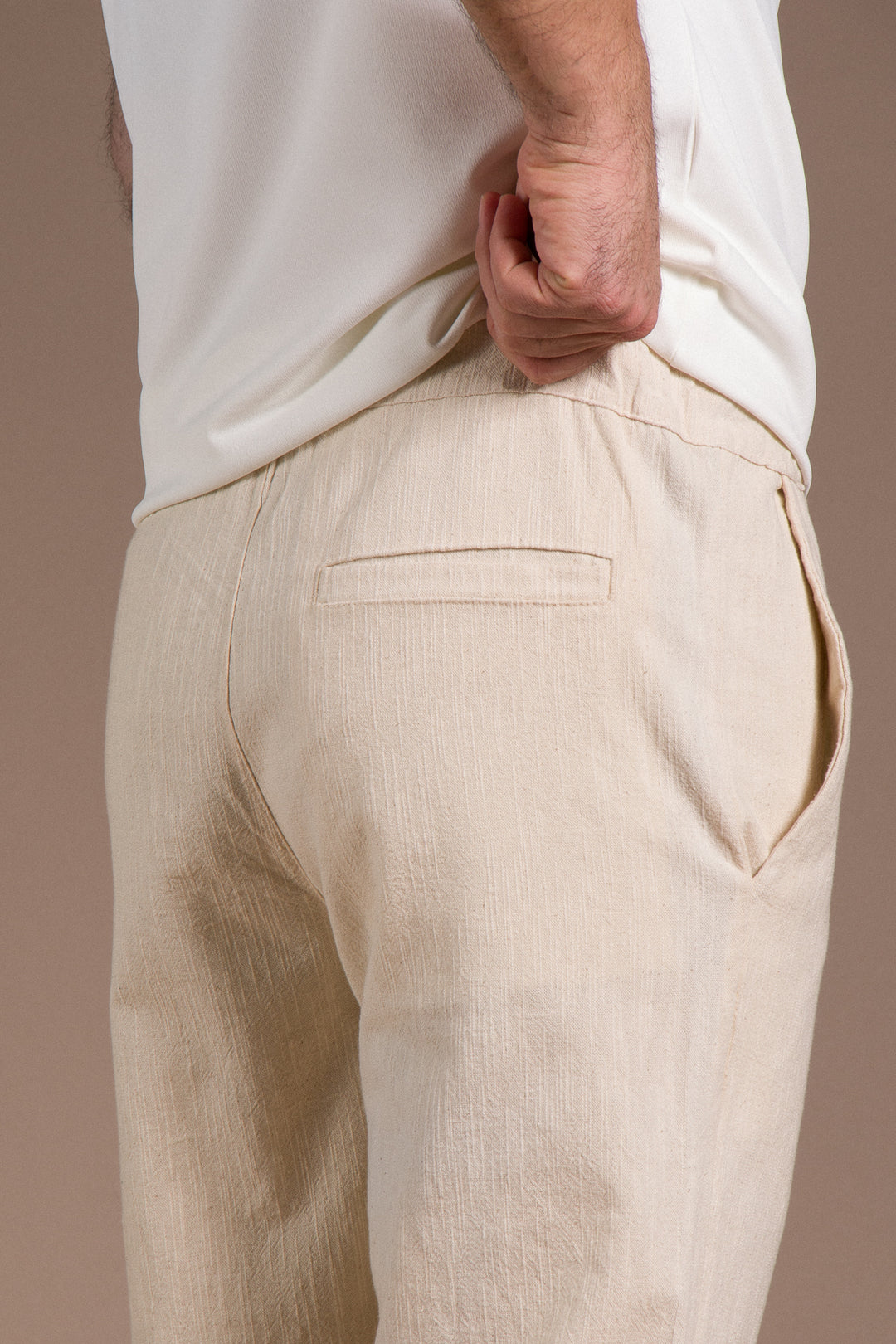 İpli Keten Pantolon