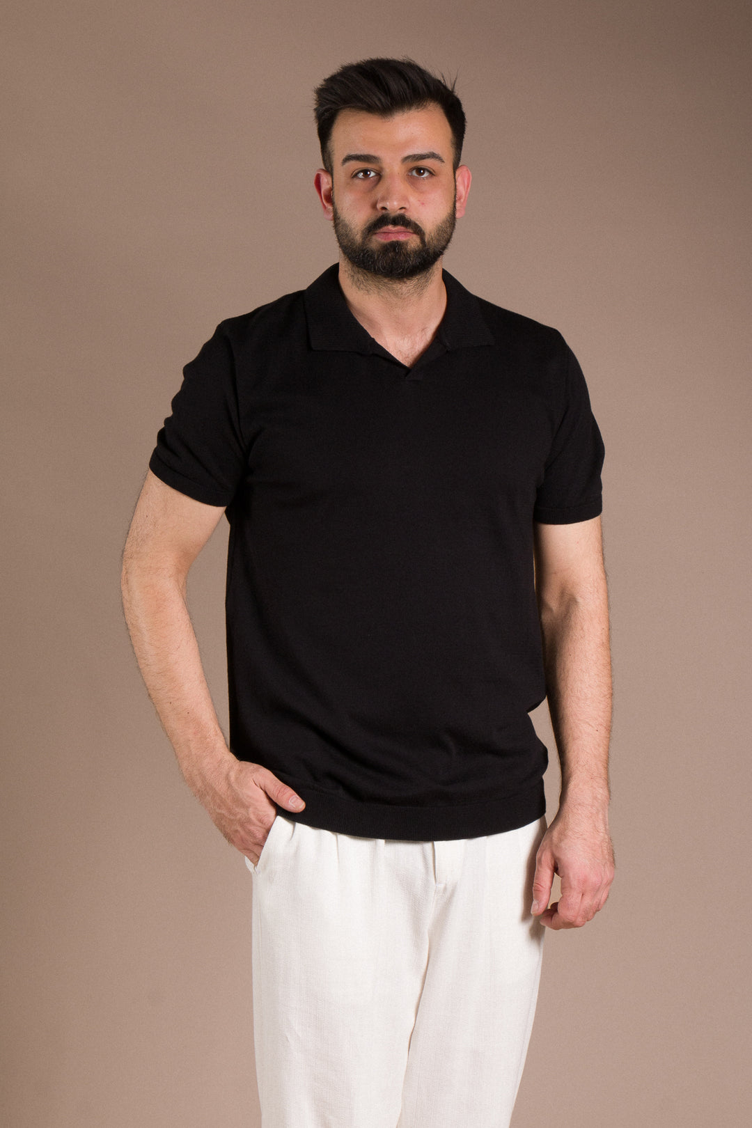 Yaka Detaylı Polo Yaka Triko T-Shirt