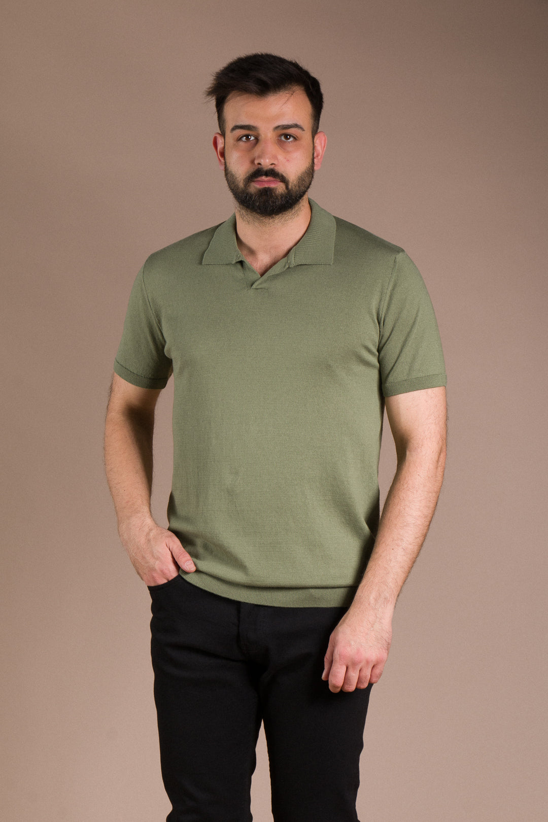 Yaka Detaylı Polo Yaka Triko T-Shirt